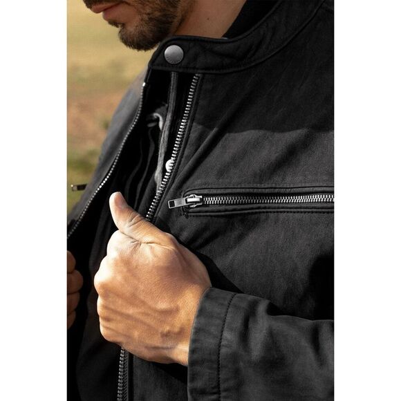 FRYE Men's Black Nappa Long Sleeve Lamb Leather Full Zip Motorcycle Jacket XL - Picture 2 of 13